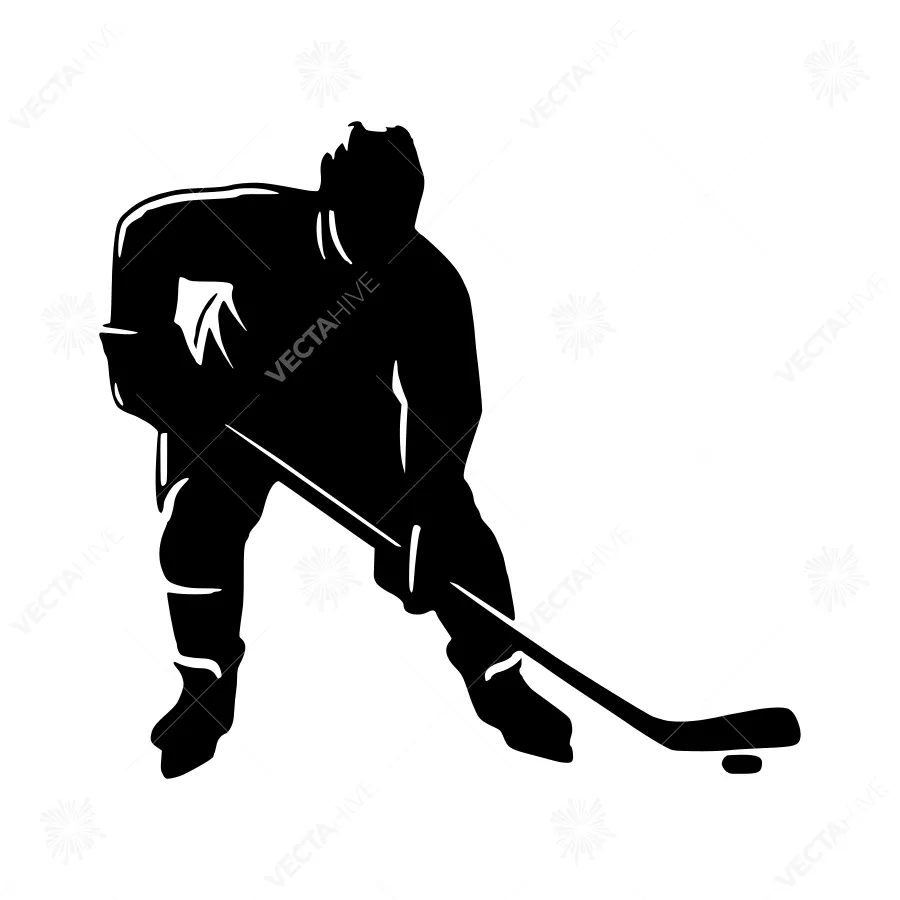 Hockey Silhouette - Black on White