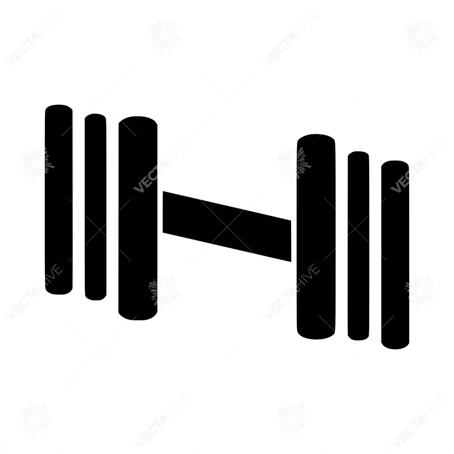 Black Dumbbell Icon - Fitness Vector Graphic