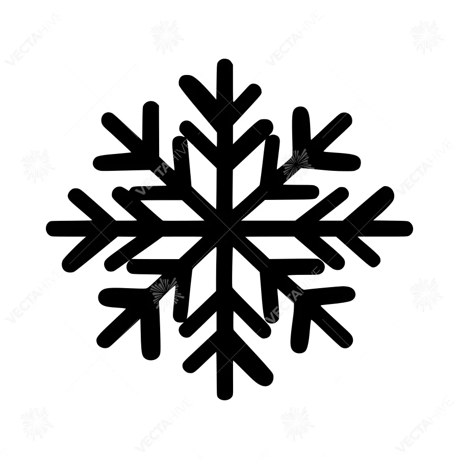 Black Snowflake Icon - Minimalist Vector