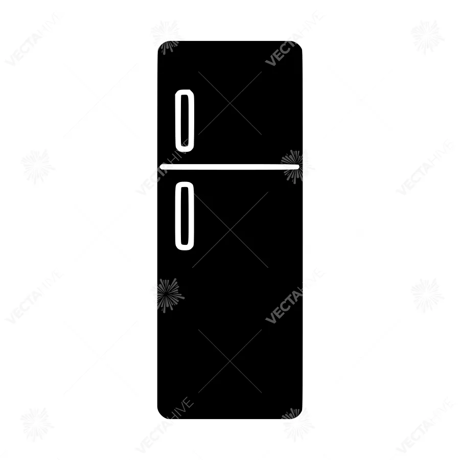 Minimalist Refrigerator Icon - Black & White