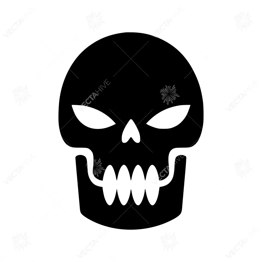 Black Skull Icon - Minimalist Vector Illustration