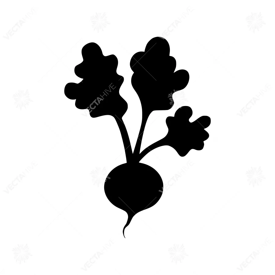 Black Radish Silhouette Vector Illustration