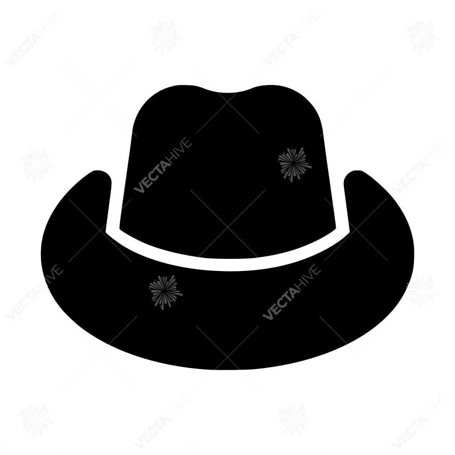 Black Cowboy Hat Icon - Vector Illustration