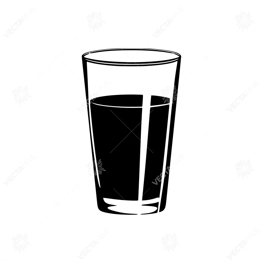 Black Glass of Water - Minimalist Icon