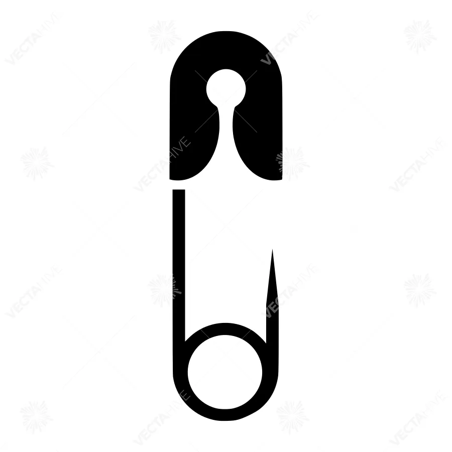 Safety Pin Icon - Black Outline