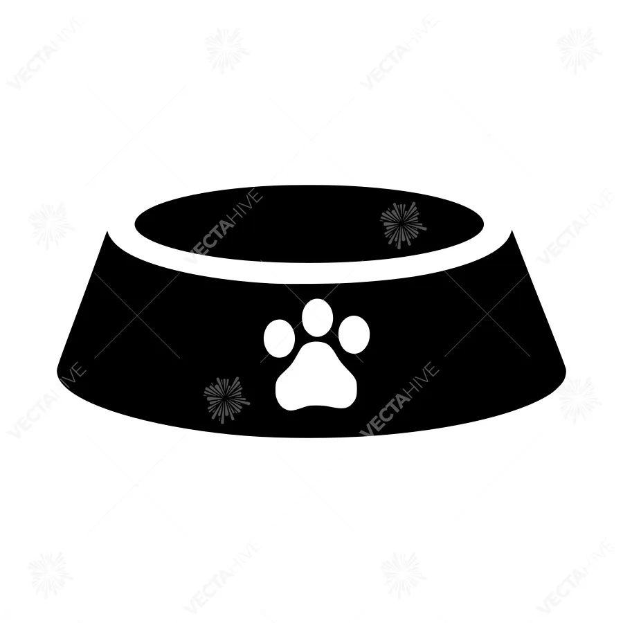 Pet Food Bowl Icon - Paw Print Design