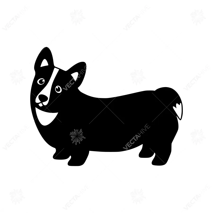 Cute Corgi Silhouette Vector Illustration