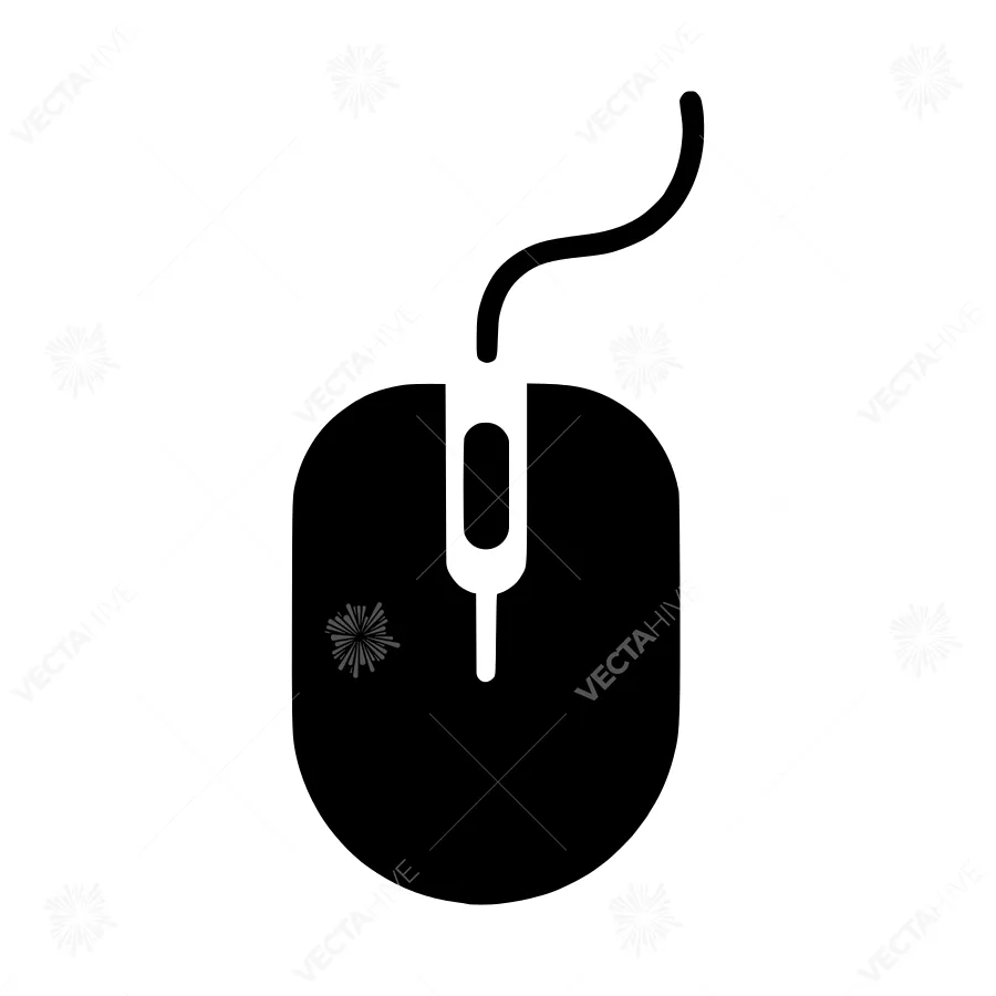 Black Mouse Icon - Vector Illustration