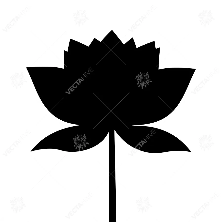 Lotus Flower Silhouette Black on White
