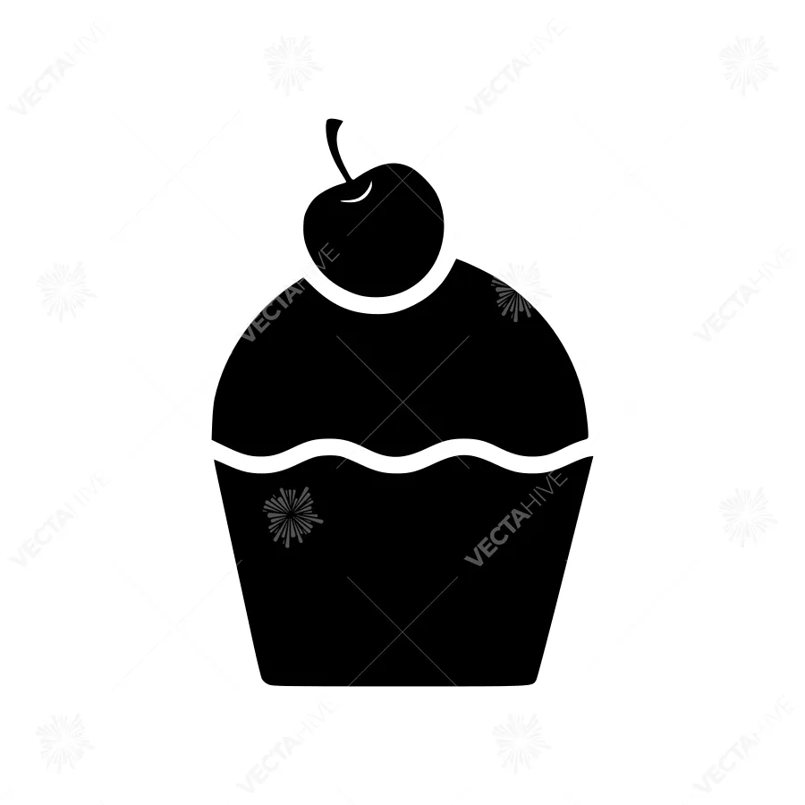 Cupcake Icon - Black Silhouette