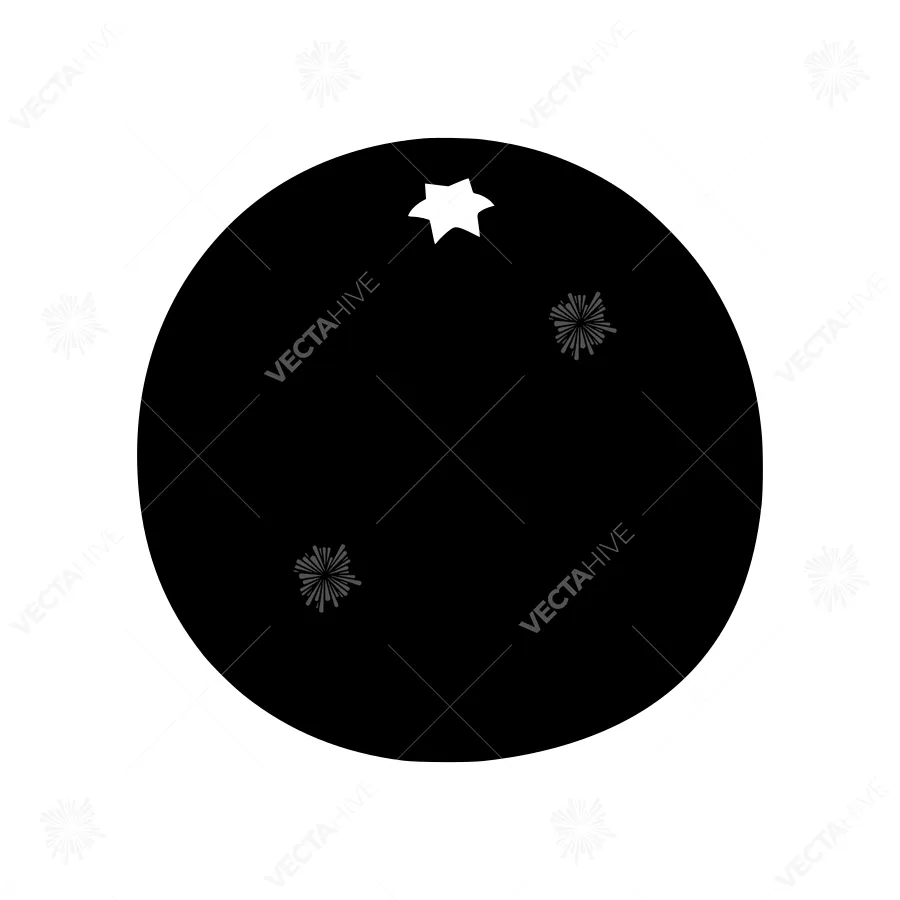 Black Outline Orange Sphere with Star