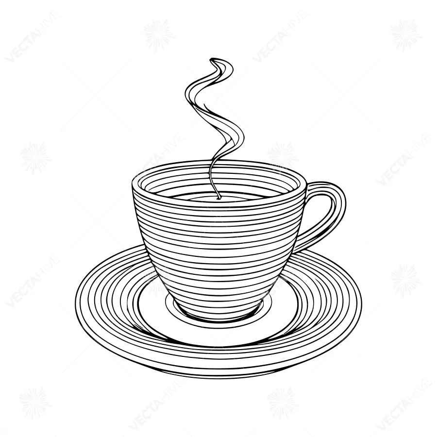 Line Art Coffee Cup with Steam