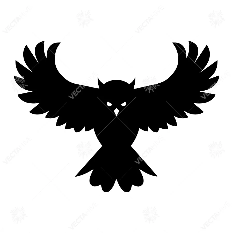 Black Owl Silhouette Vector Graphic