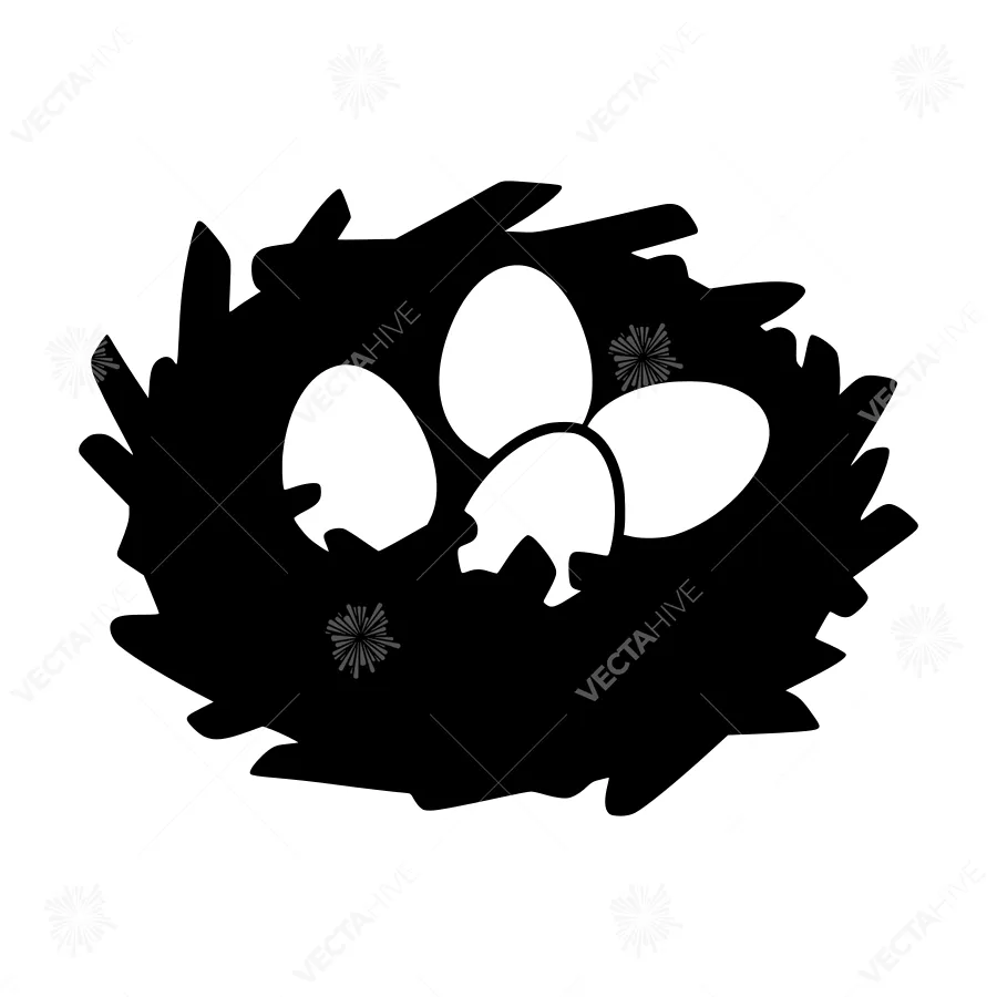 Black Nest with Eggs - Minimalist Icon