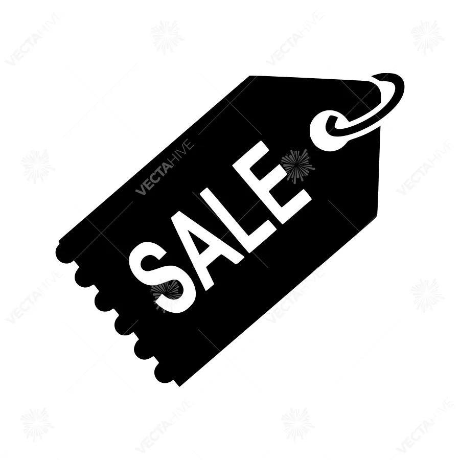 Black Sale Tag Icon - Vector Illustration