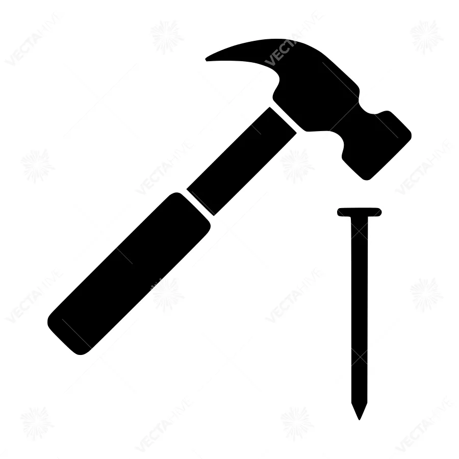 Hammer and Nail Icon - Construction Symbol
