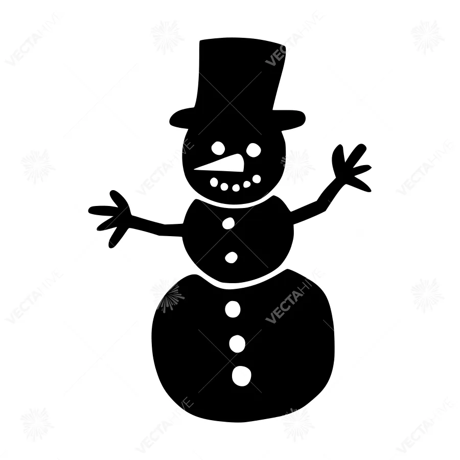Black Silhouette Snowman Icon