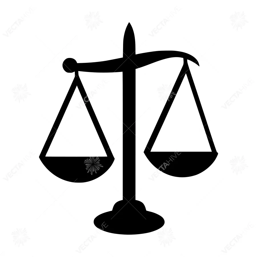 Black Scales of Justice Vector Icon