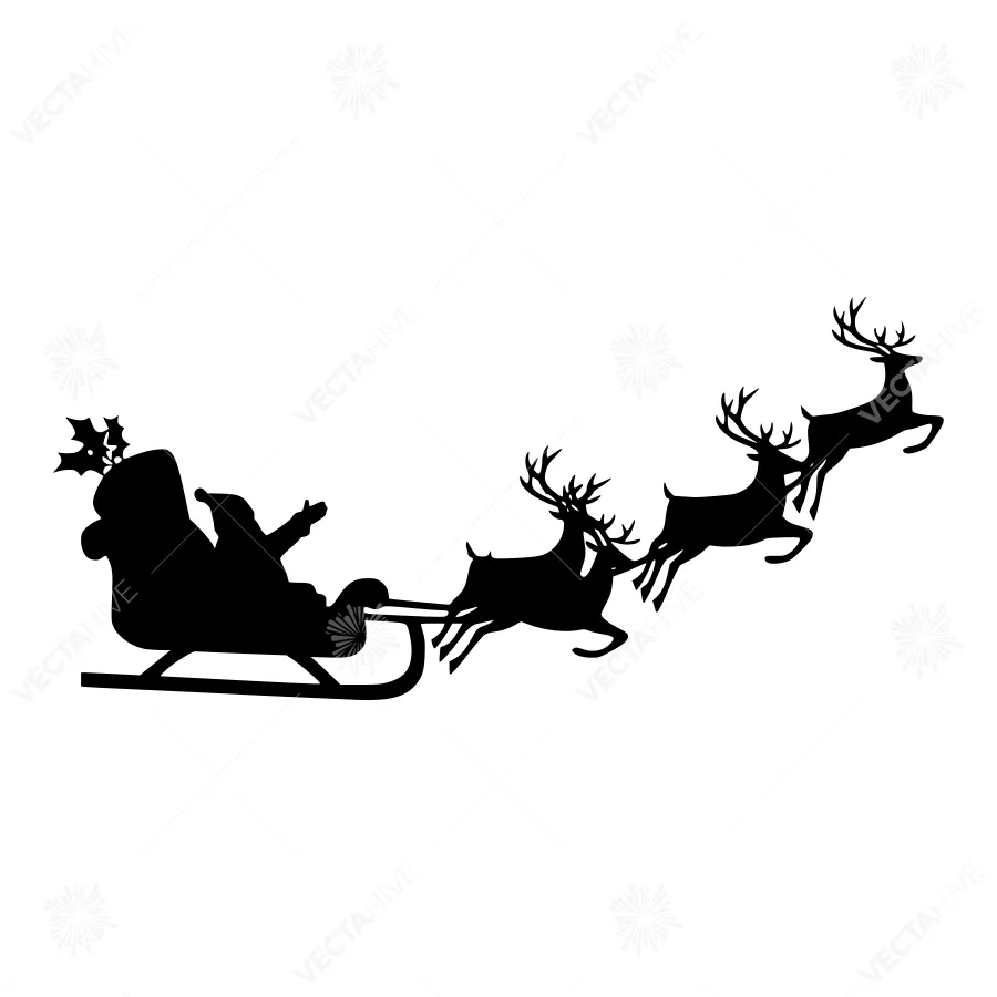 Santa Claus Sleigh Silhouette Christmas Vector