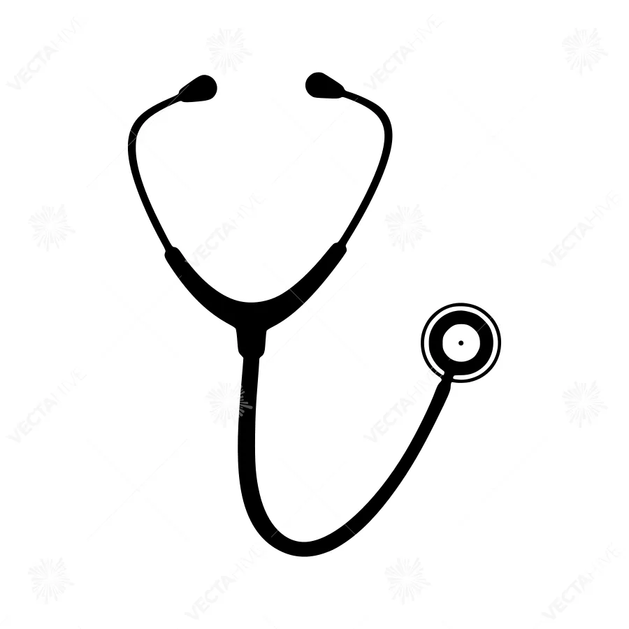 Black Medical Stethoscope Icon