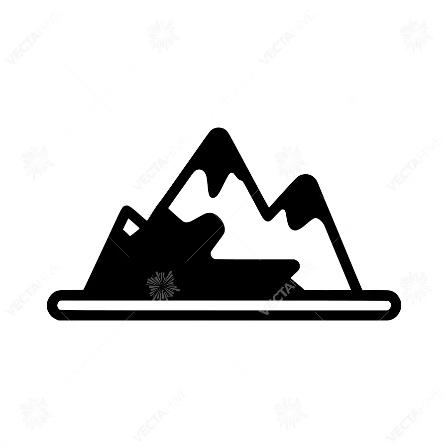 Mountain Outline Icon - Black Silhouette