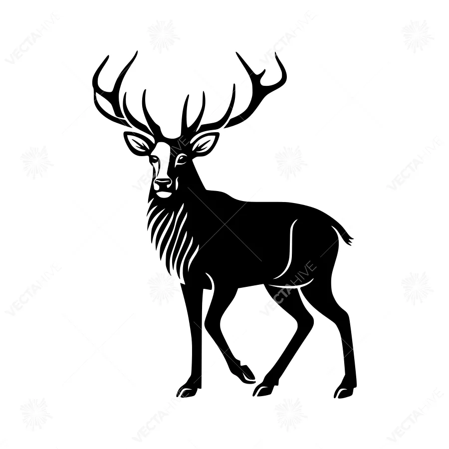 Black Silhouette Deer Graphic Vector Illustration