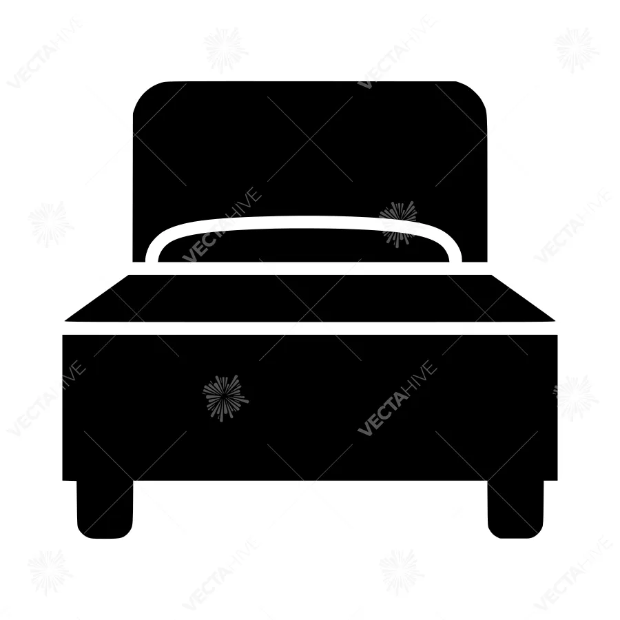 Simple Bed Icon - Black Outline