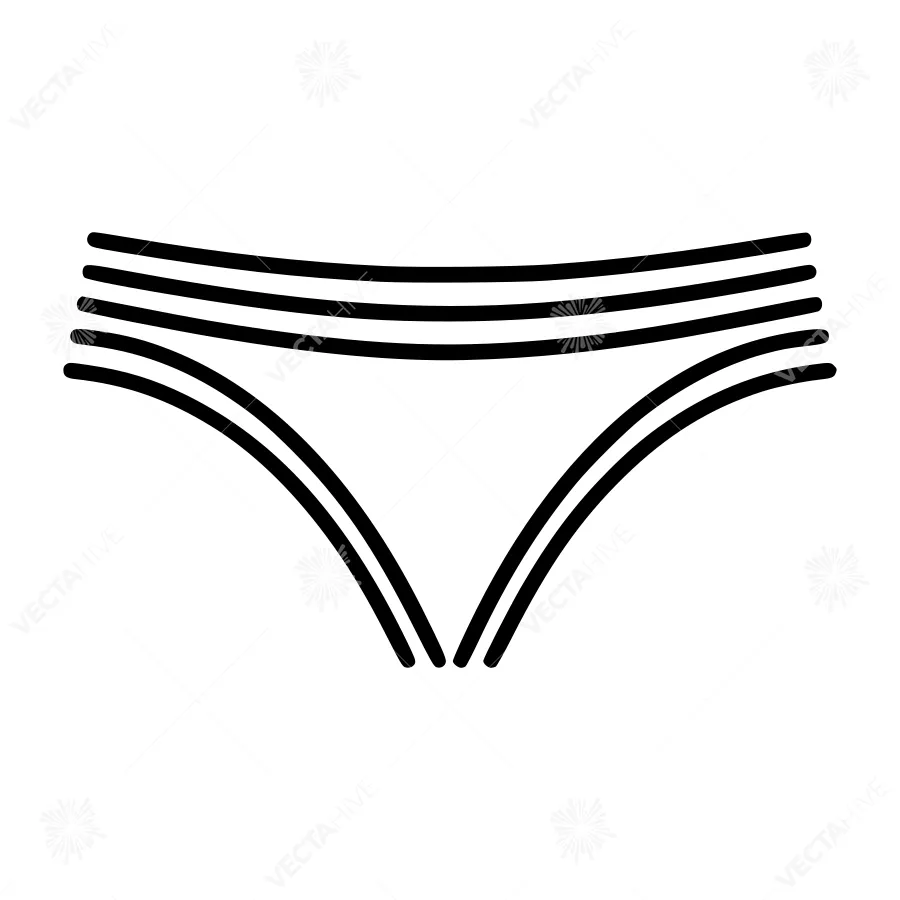 Minimalist Swim Brief Icon - Black Outline