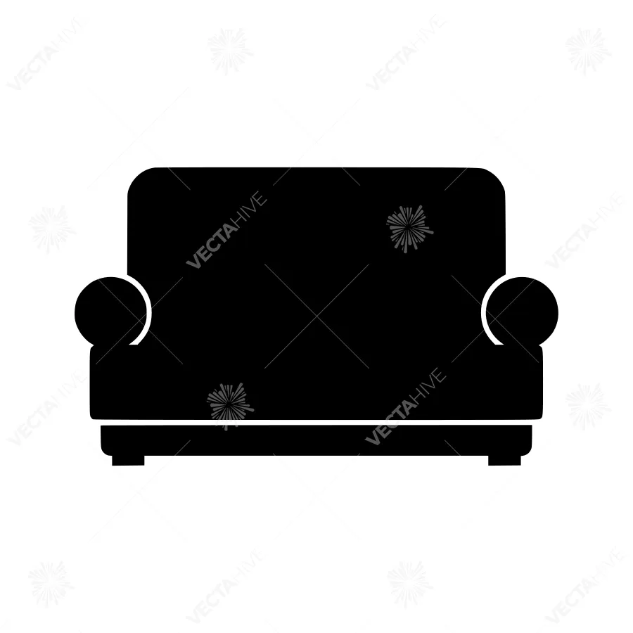 Simple Sofa Icon - Black Silhouette