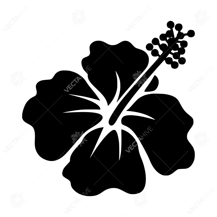 Black Hibiscus Silhouette Vector Icon