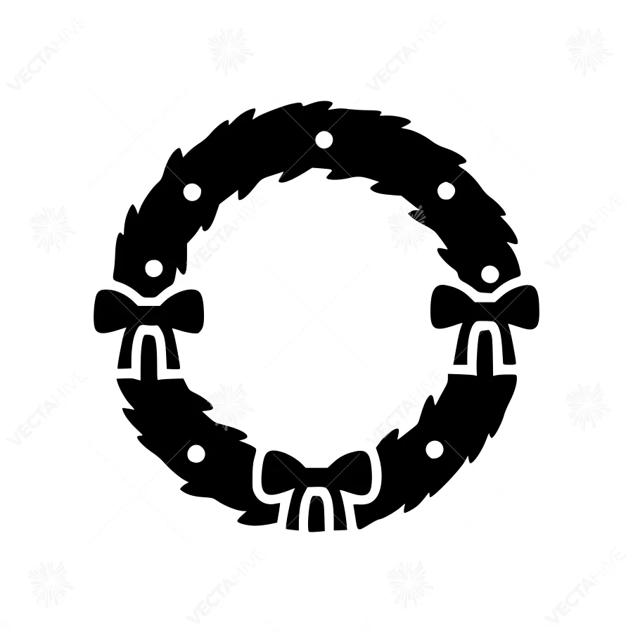Black Christmas Wreath Icon - Festive Holiday Design