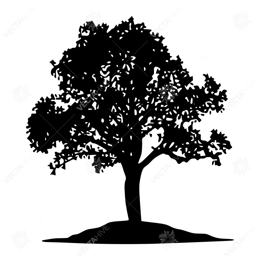 Black Tree Silhouette on White Background