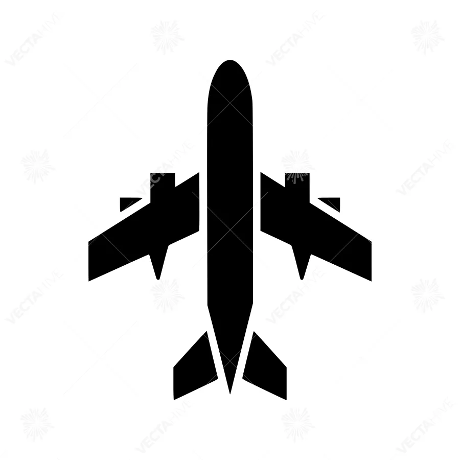 Black Airplane Icon - Minimalist Vector Illustration