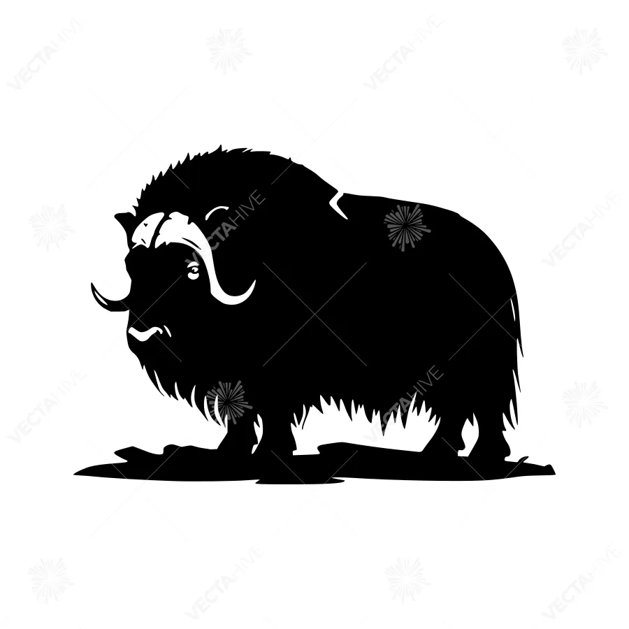 Silhouette Arctic Musk Ox - Minimalist Vector