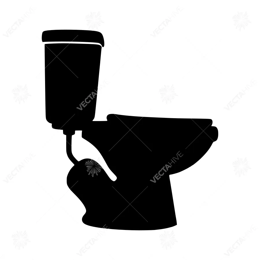 Toilet Silhouette Icon - Black on White