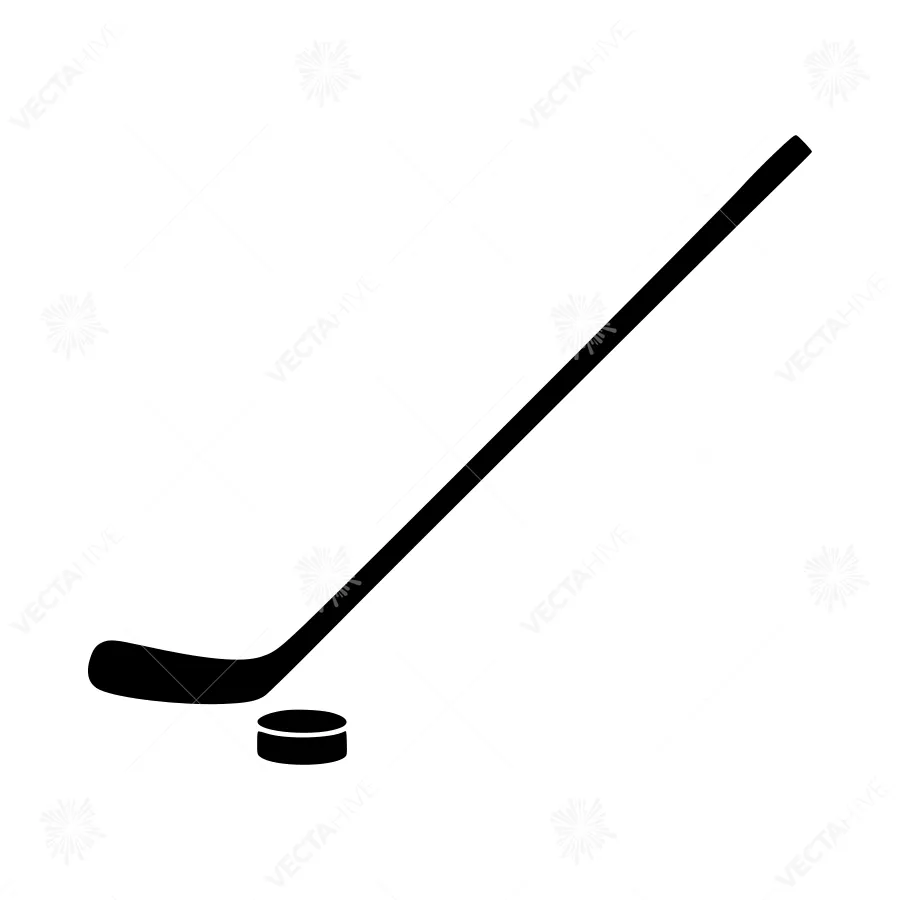 Hockey Stick Silhouette with Puck