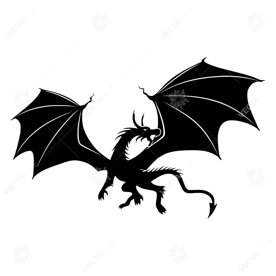 Black Dragon Silhouette Vector Illustration