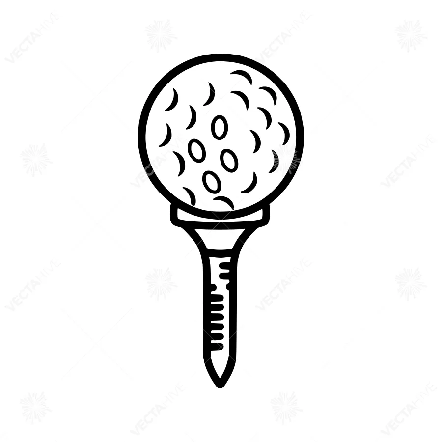 Golf Tee Icon - Line Art Illustration