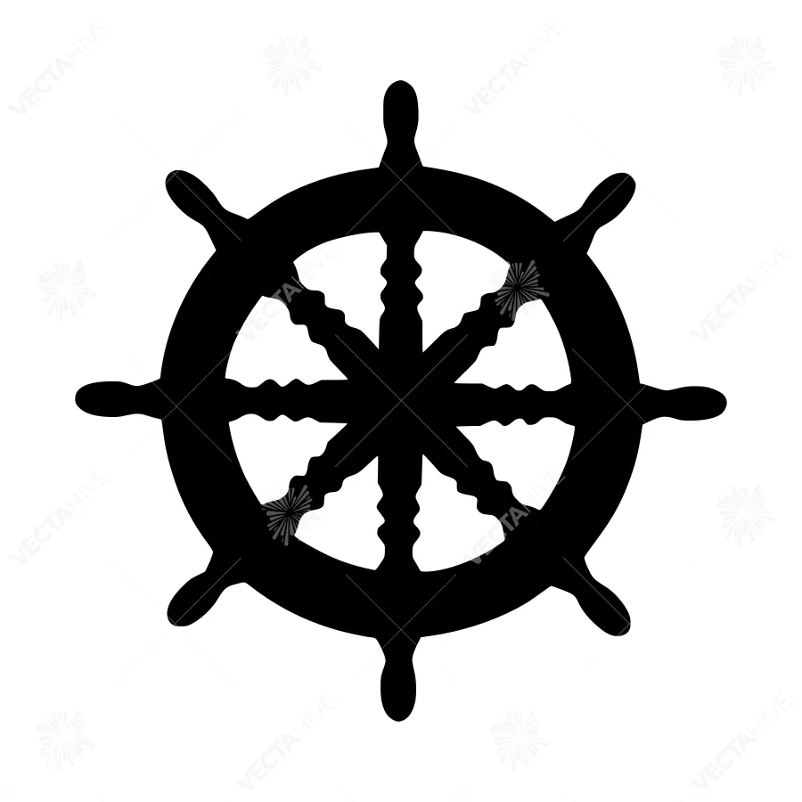 Black Ship Wheel Vector Icon