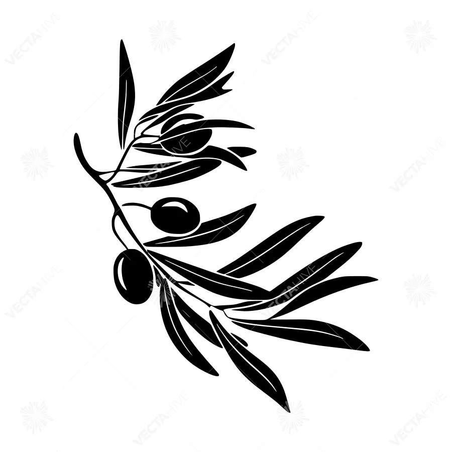 Black Olive Branch Silhouette