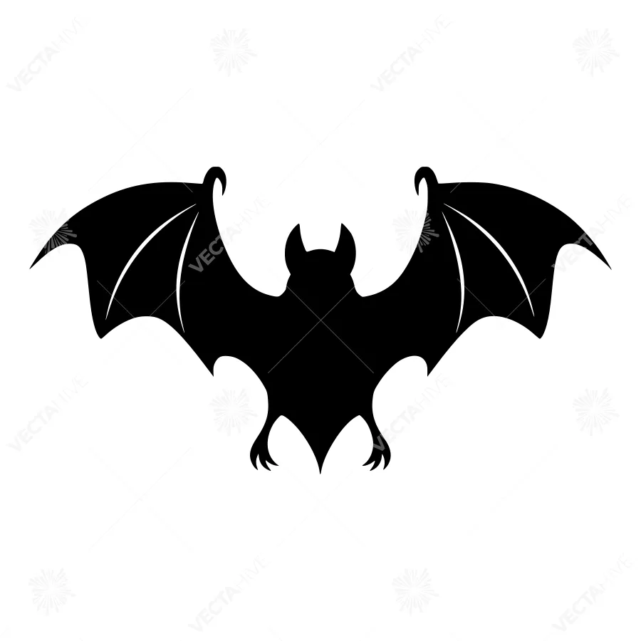 Black Bat Silhouette Vector Graphic
