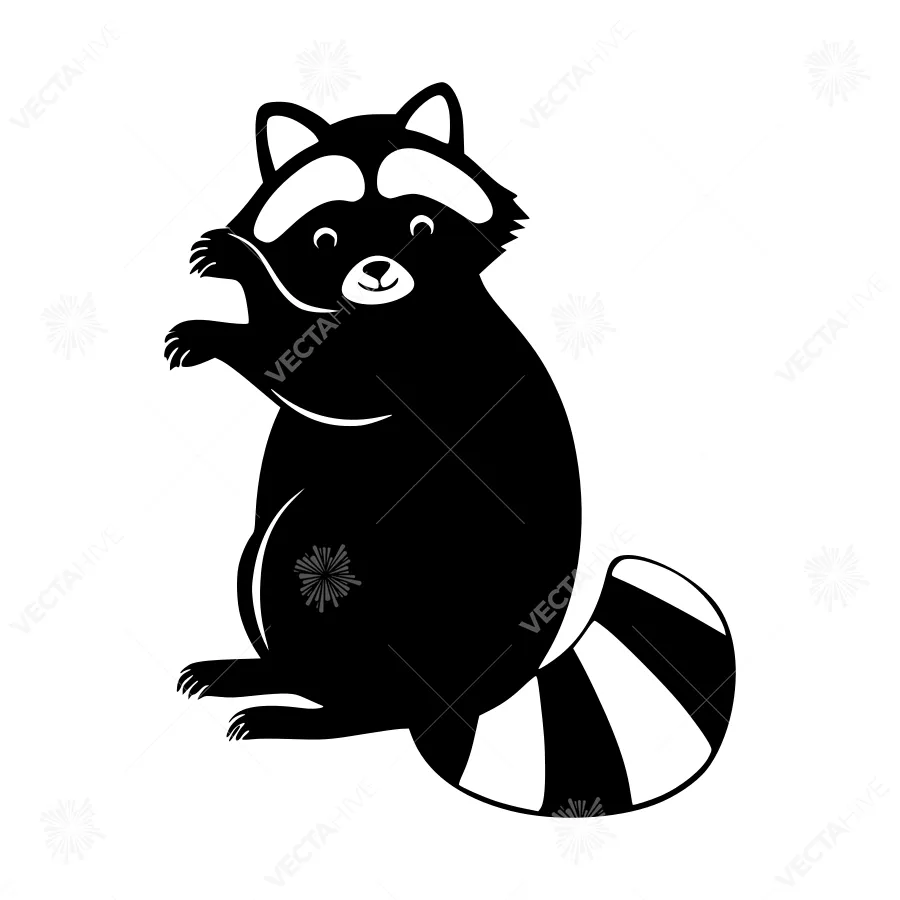 Cute Raccoon Silhouette Vector Illustration
