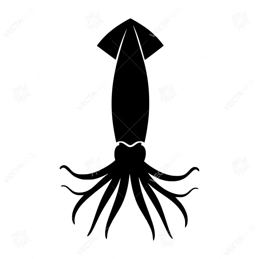 Black Squid Silhouette Icon