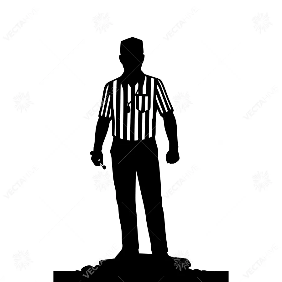 Referee Silhouette - Black & White Vector