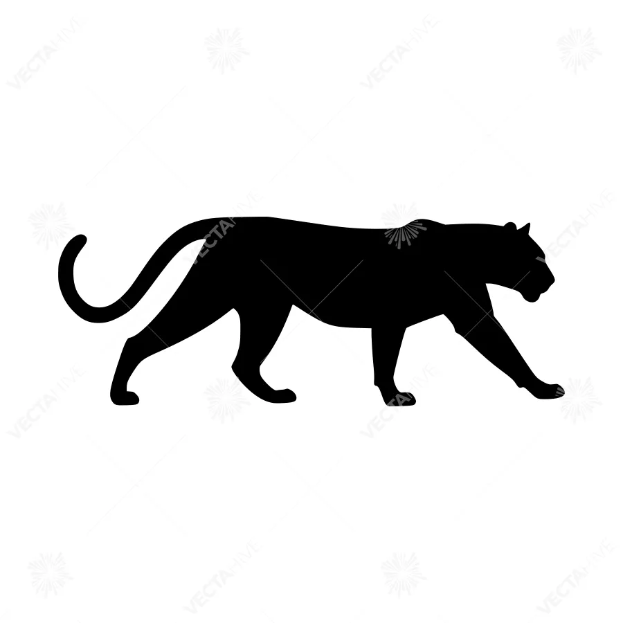 Black Tiger Silhouette Vector Graphic