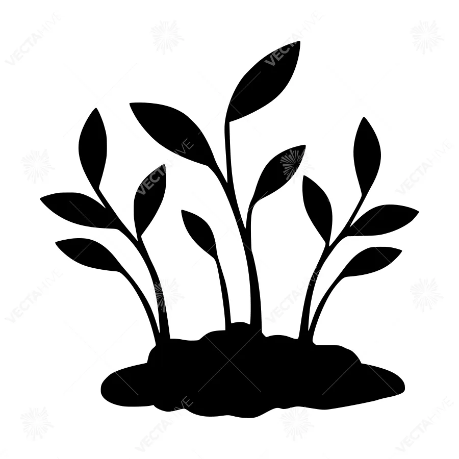 Black Seedling Silhouette Growth Icon
