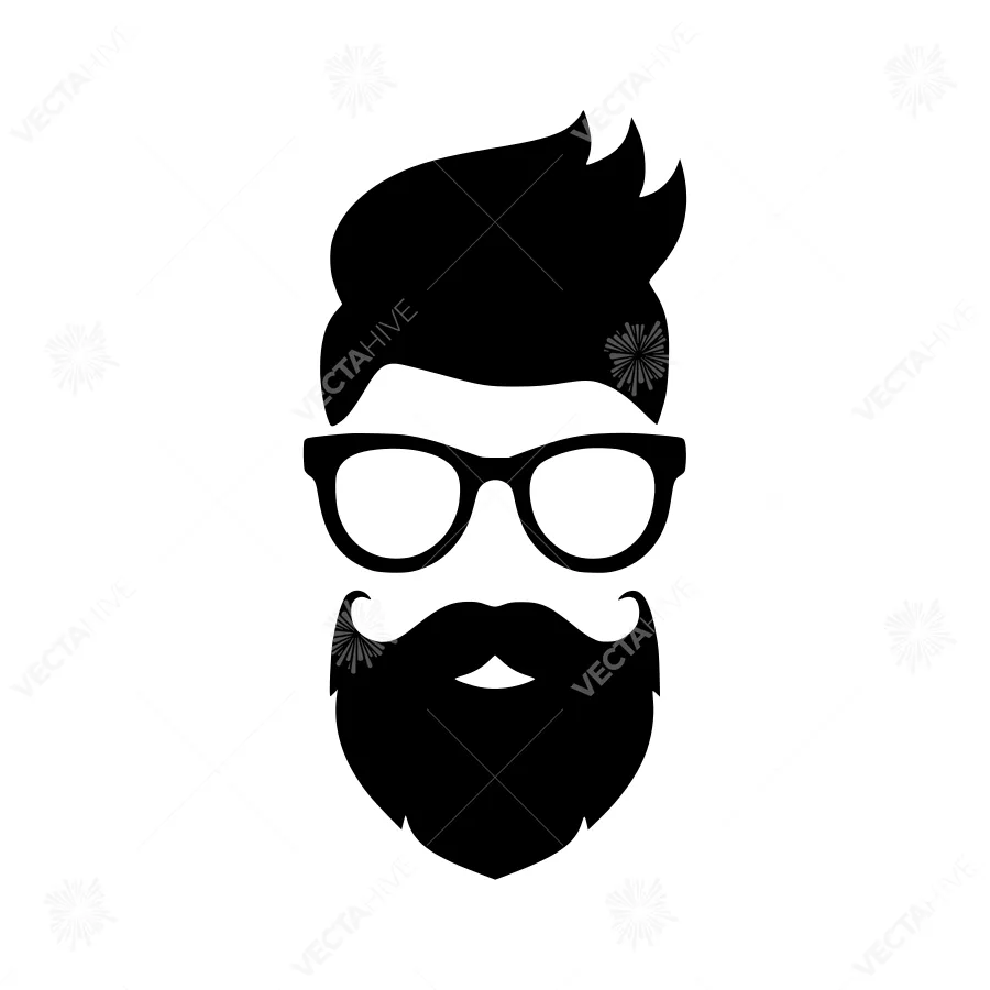 Black Silhouette Man Portrait - Beard & Glasses
