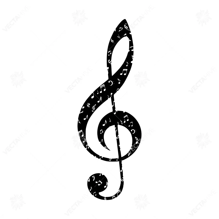 Musical Clef Graphic with Note Pattern