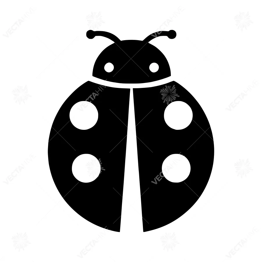 Black Ladybug Icon - Vector Illustration
