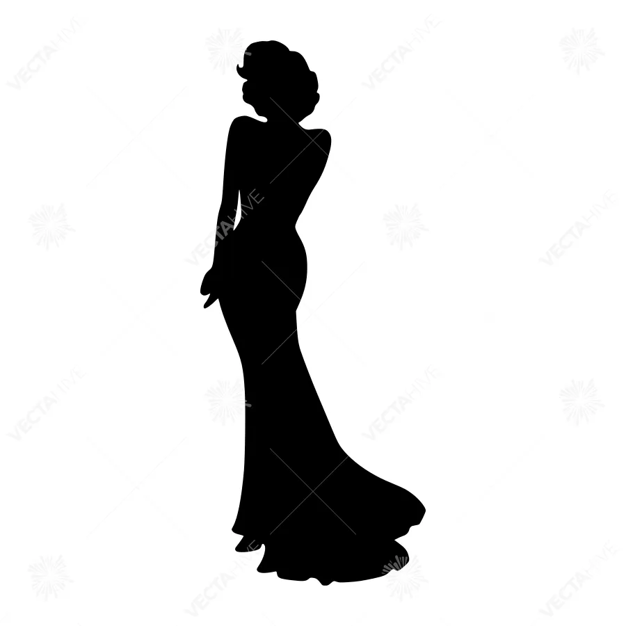 Elegant Silhouette Woman in Evening Gown